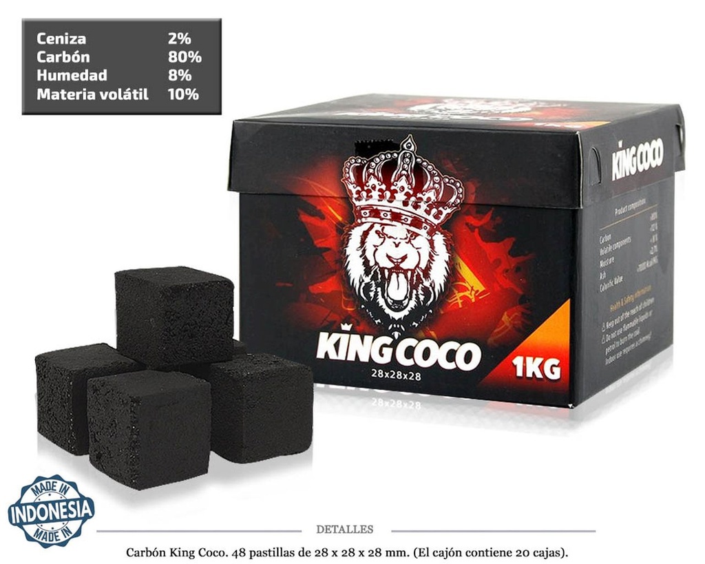 CARBON 1KG KING COCO 28 MM 48 UDS