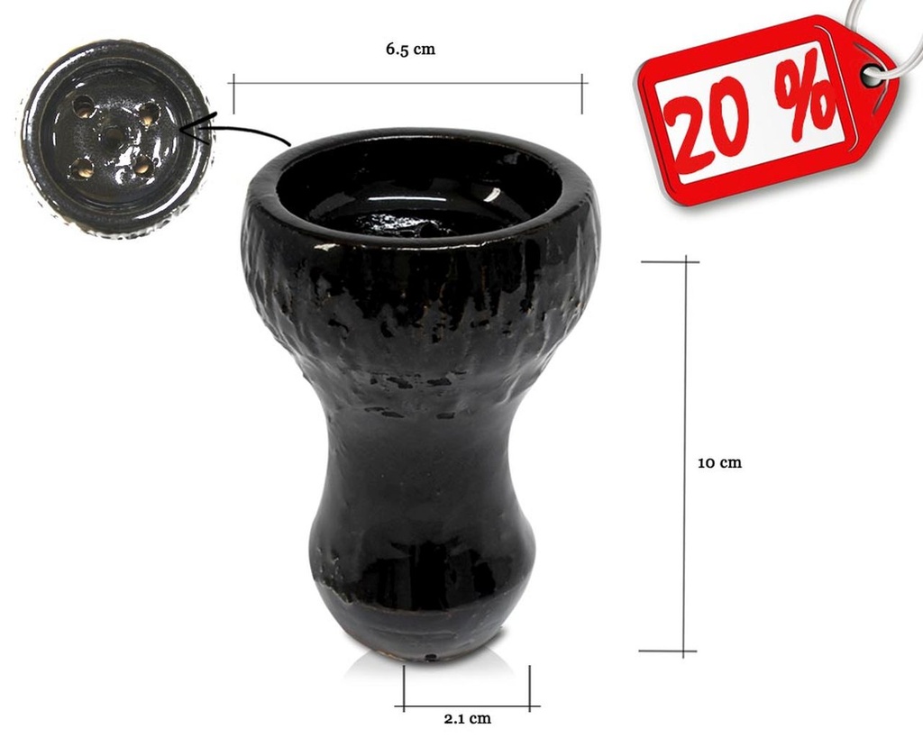 CAZOLETA BARRO HELIUM NEGRA 6,5X2,1X10 CM