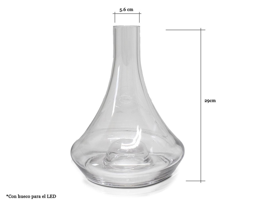 BASE NARGUILE TRANSPARENTE PARA LED 29X5,6X27 CM