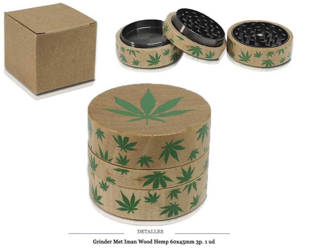 GRINDER MET IMAN WOOD HEMP 60X45MM 3P 1 UD