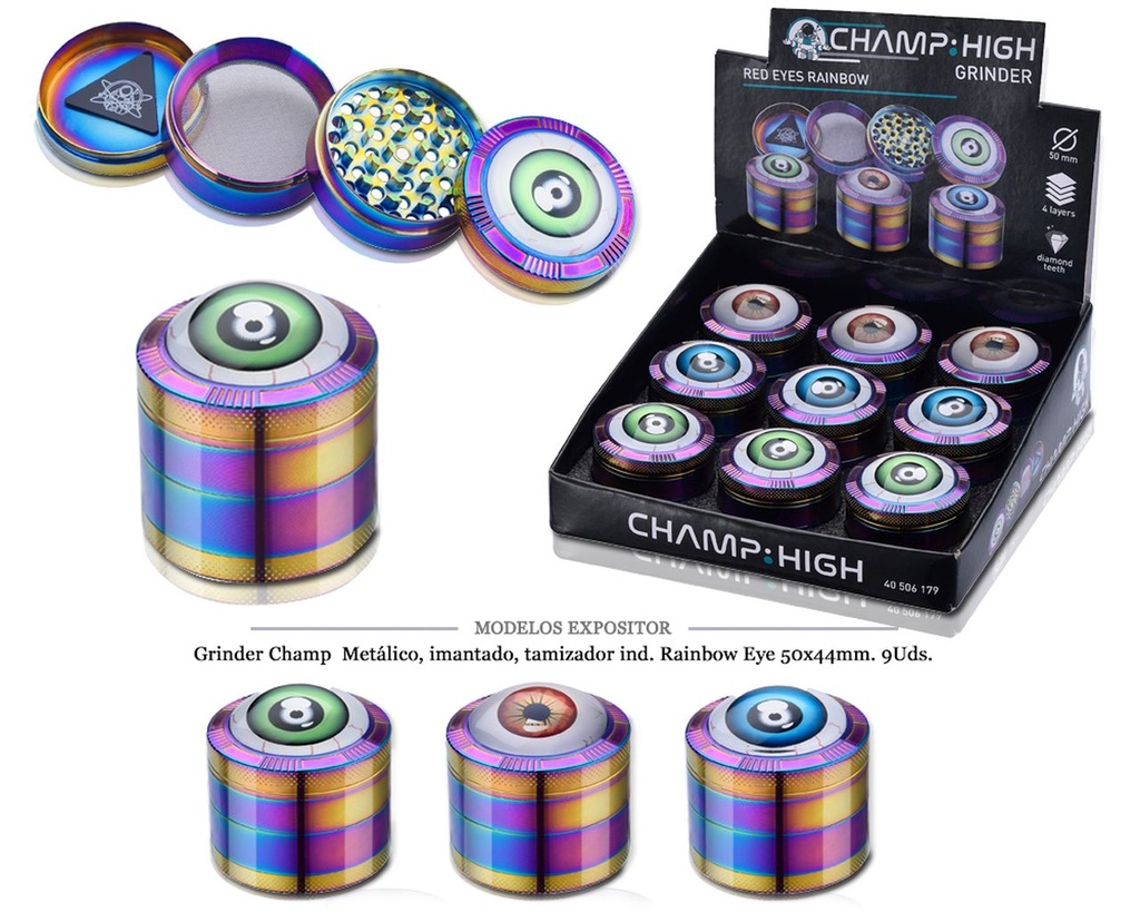 GRINDER CHAMP MET I.T.IND.RAINBOW EYE 50X44MM 9 UDS