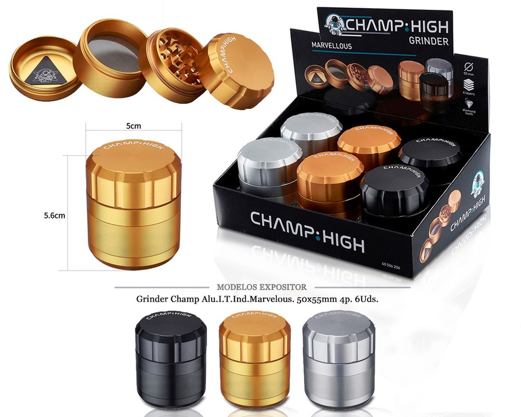 GRINDER CHAMP ALU I.T.IND. MARVELOUS 50X55M 4P 6 UDS