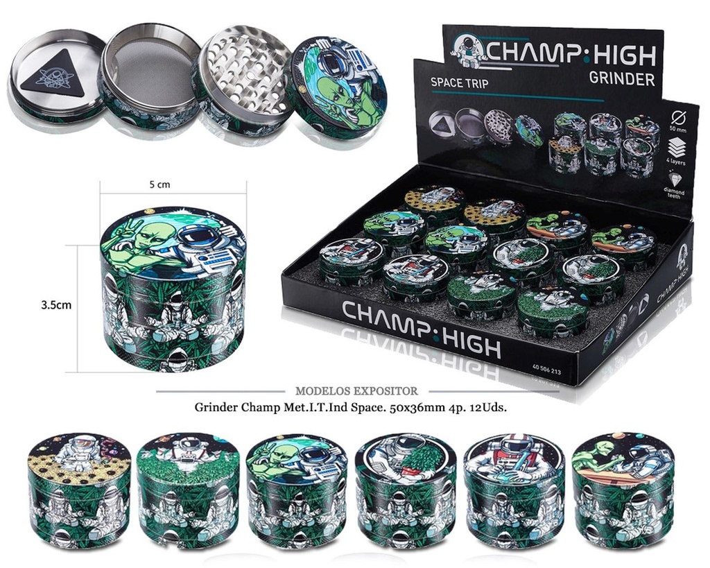GRINDER CHAMP MET I.T.IND. SPACE 50X36MM 4P 12 UDS