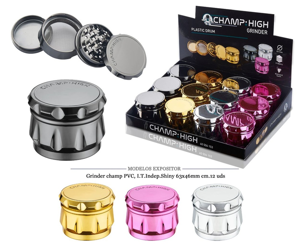GRINDER CHAMP PVC I.T. INDEP. SHINY 63X46MM 12 UDS