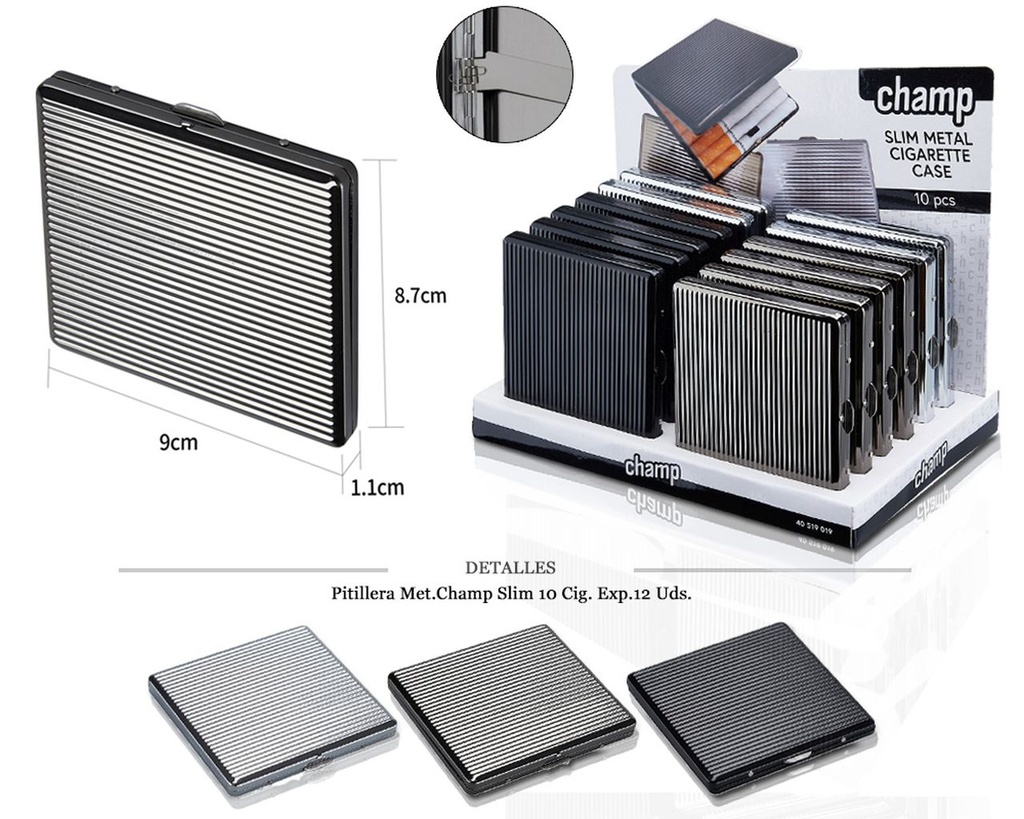 PITILLERA MET CHAMP SLIM 10 CIG 12 UDS