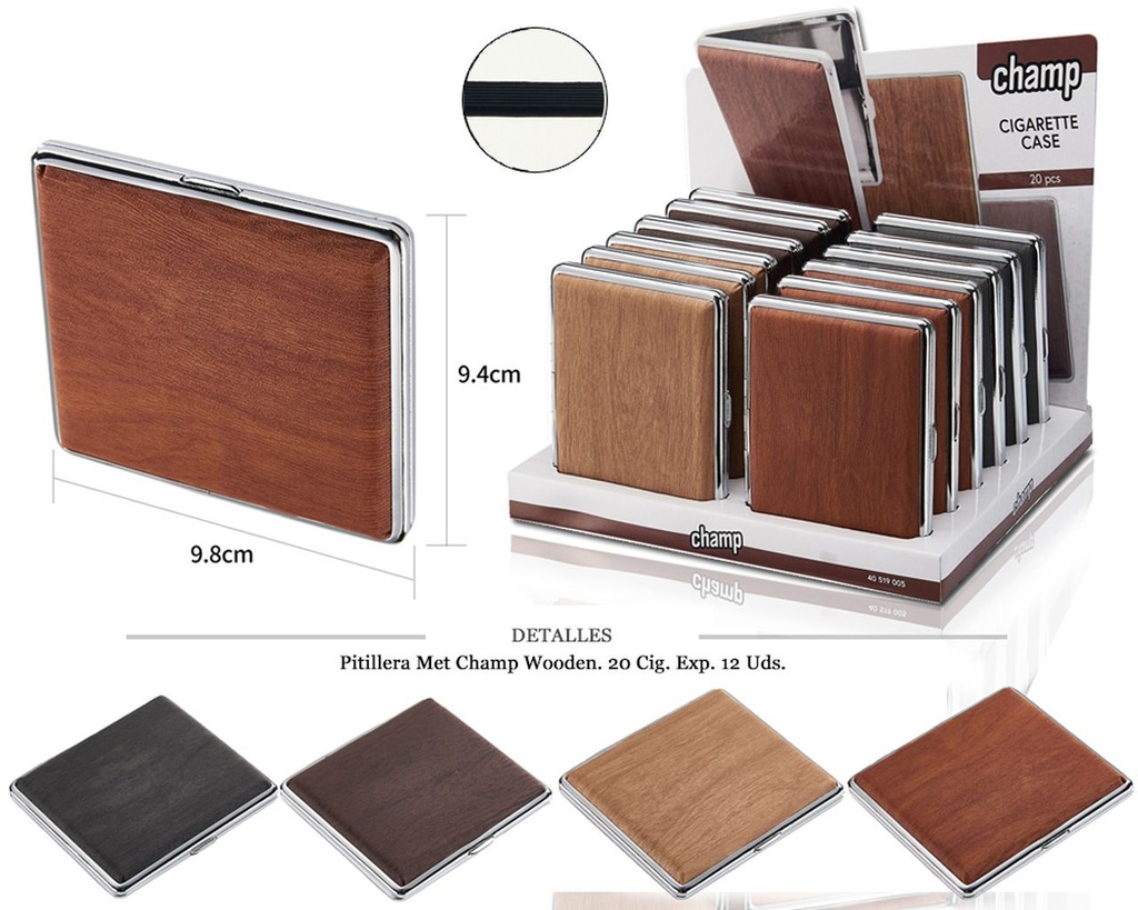 PITILLERA MET CHAMP WOODEN 20 CIG 12 UDS