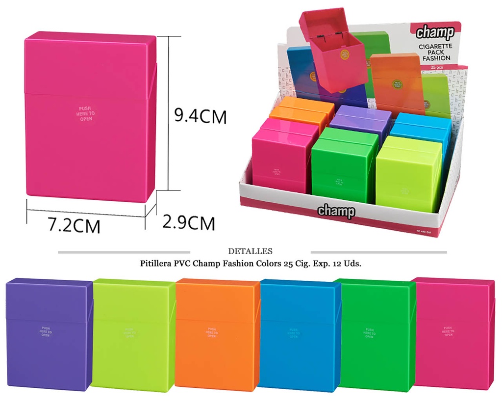PITILLERA PVC CHAMP FASHION COLOR 25 CIG 12 UDS