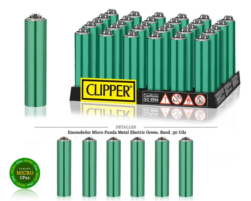 ENCD. MICRO FUNDA METAL ELECTRIC GREEN 30 UDS
