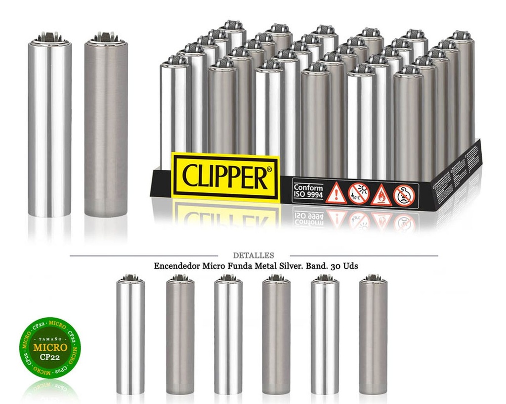 ENCD. MICRO FUNDA METAL SILVER 30 UDS