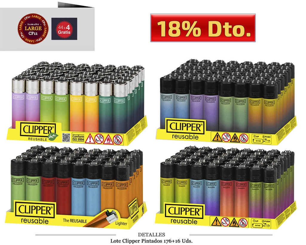 LOTE CLIPPER PINTADOS 176+16 UDS+CLIPPERPUNTOS