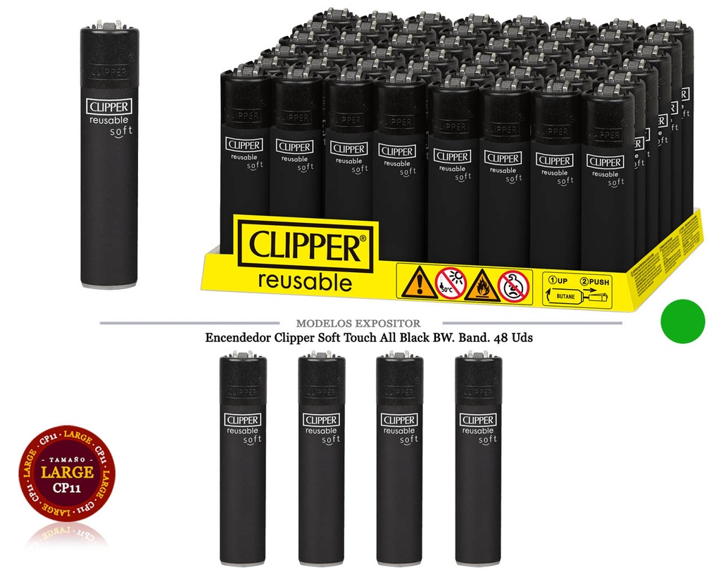 ENCD. CLIPPER SOFT TOUCH ALL BLACK 48 UDS