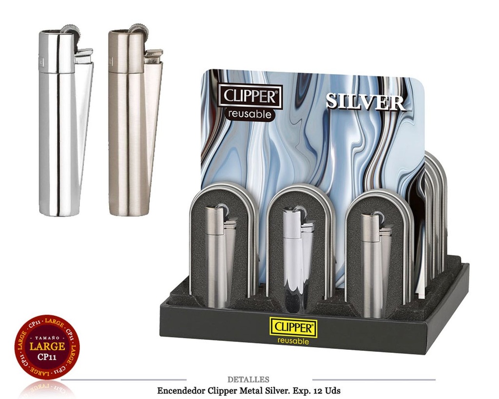 ENCD. CLIPPER METAL SILVER 12 UDS