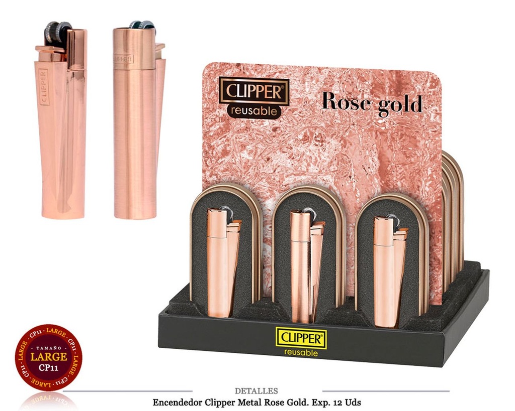 ENCD. CLIPPER METAL ROSE GOLD 12 UDS