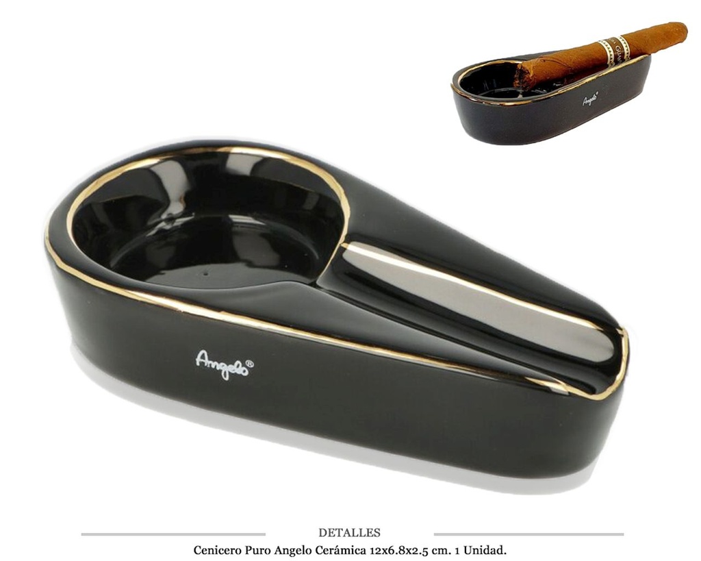 CENICERO PURO ANGELO CERAMICA 12X6,8X2,5CM 1 UD