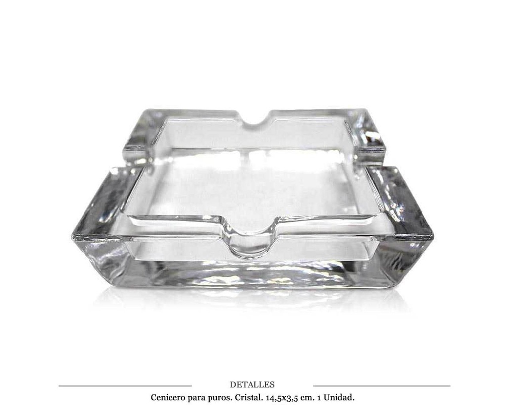 CENICERO PURO CRISTAL CUADRADO 14,5X3,5 CM 1 UD