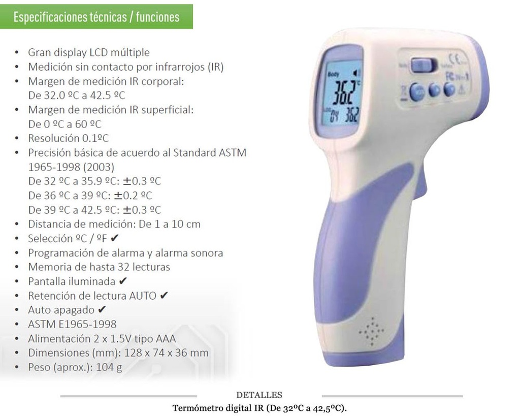 TERMOMETRO DIGITAL IR 32º42,5º ST88065