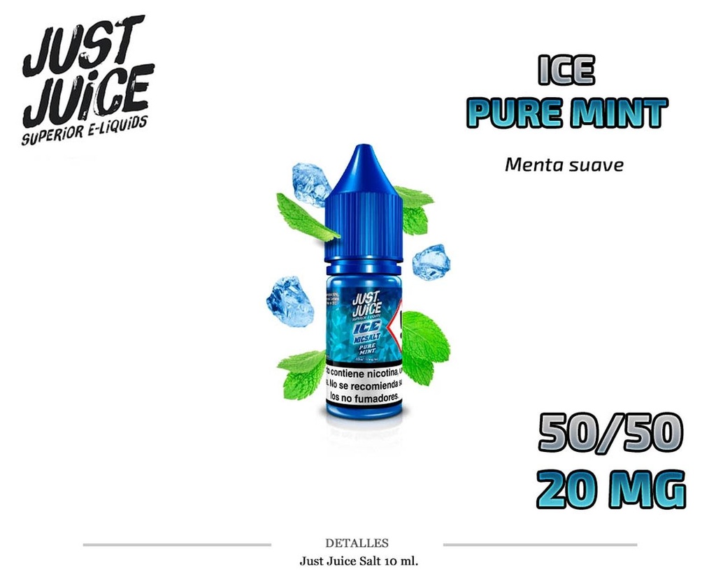 E-LIQUID JUST JUICE SALT PURE MINT ICE 20MG 