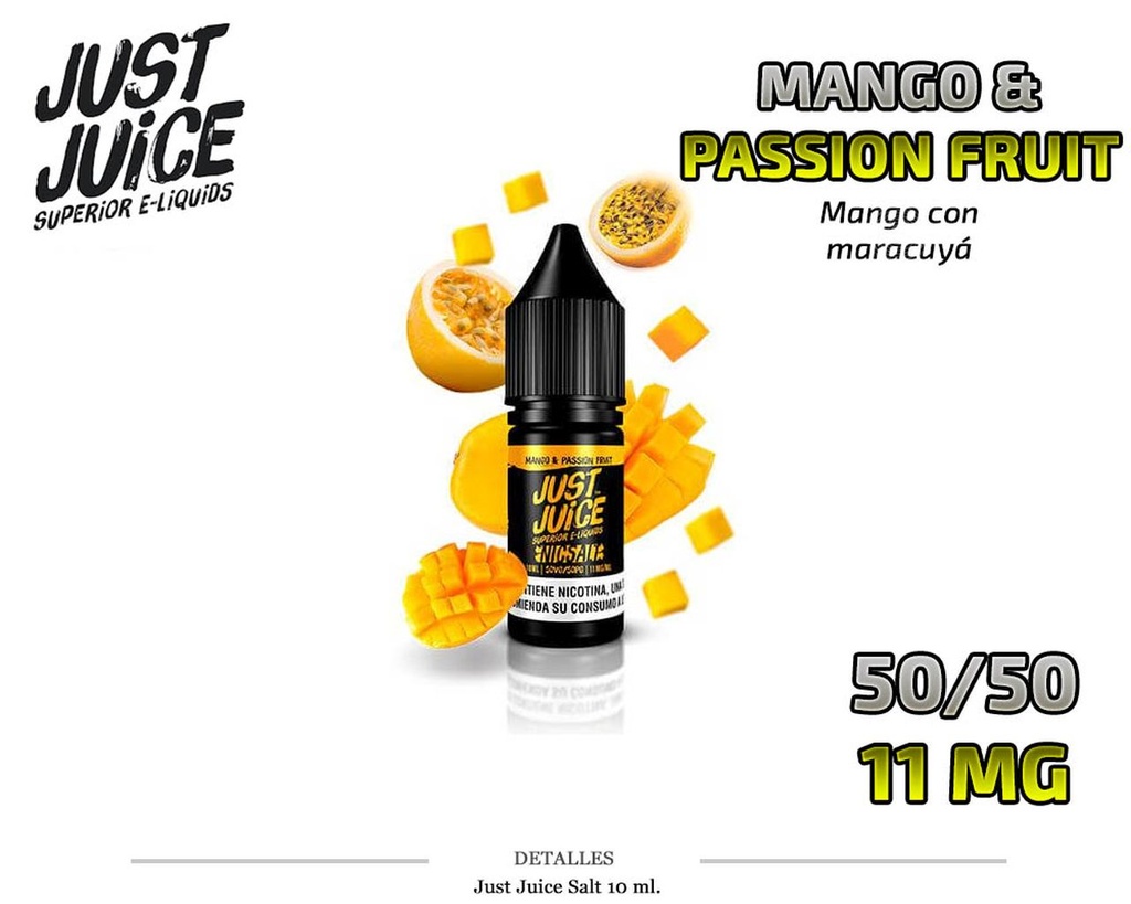 E-LIQUID JUST JUICE SALT MANGO&PASS.FRUIT 11MG 10ML 