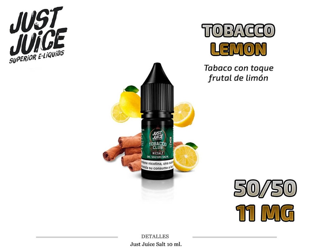 E-LIQUID JUST JUICE SALT TOBACCO LEMON 11MG 10ML 