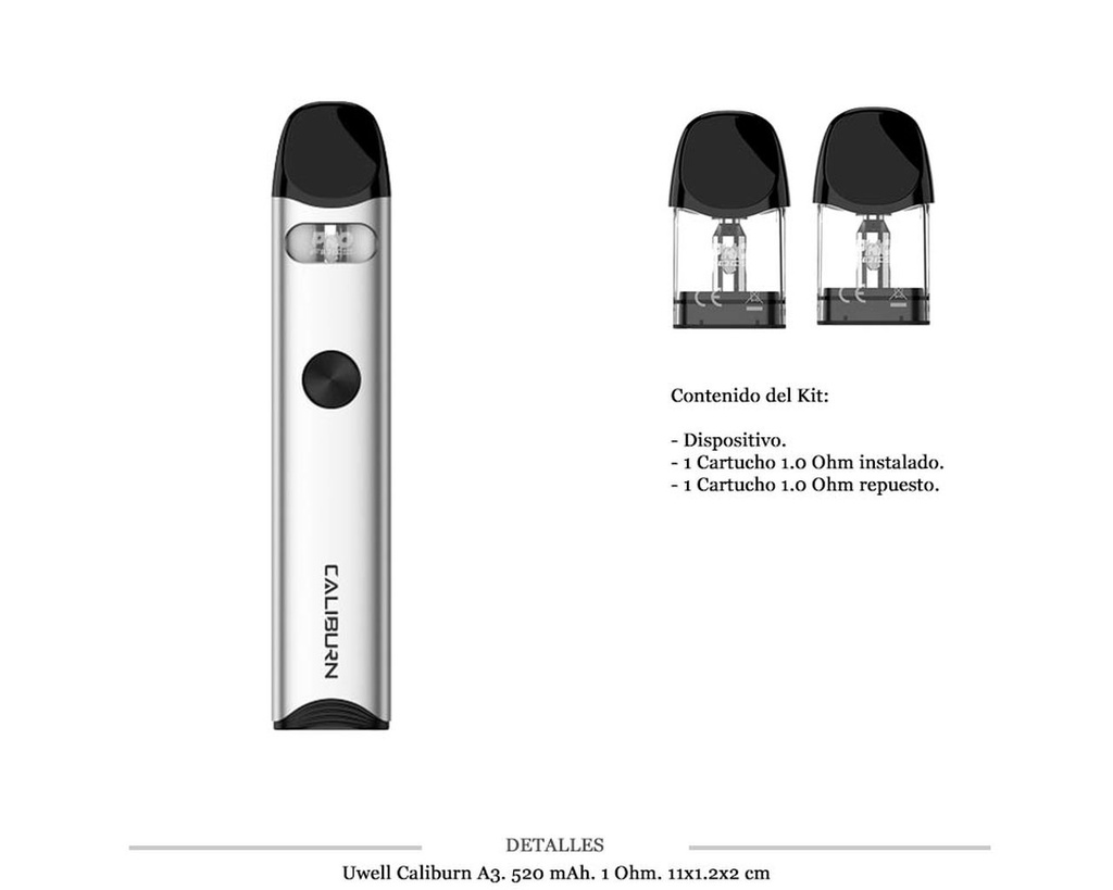 UWELL CALIBURN A3 POD KIT SILVER