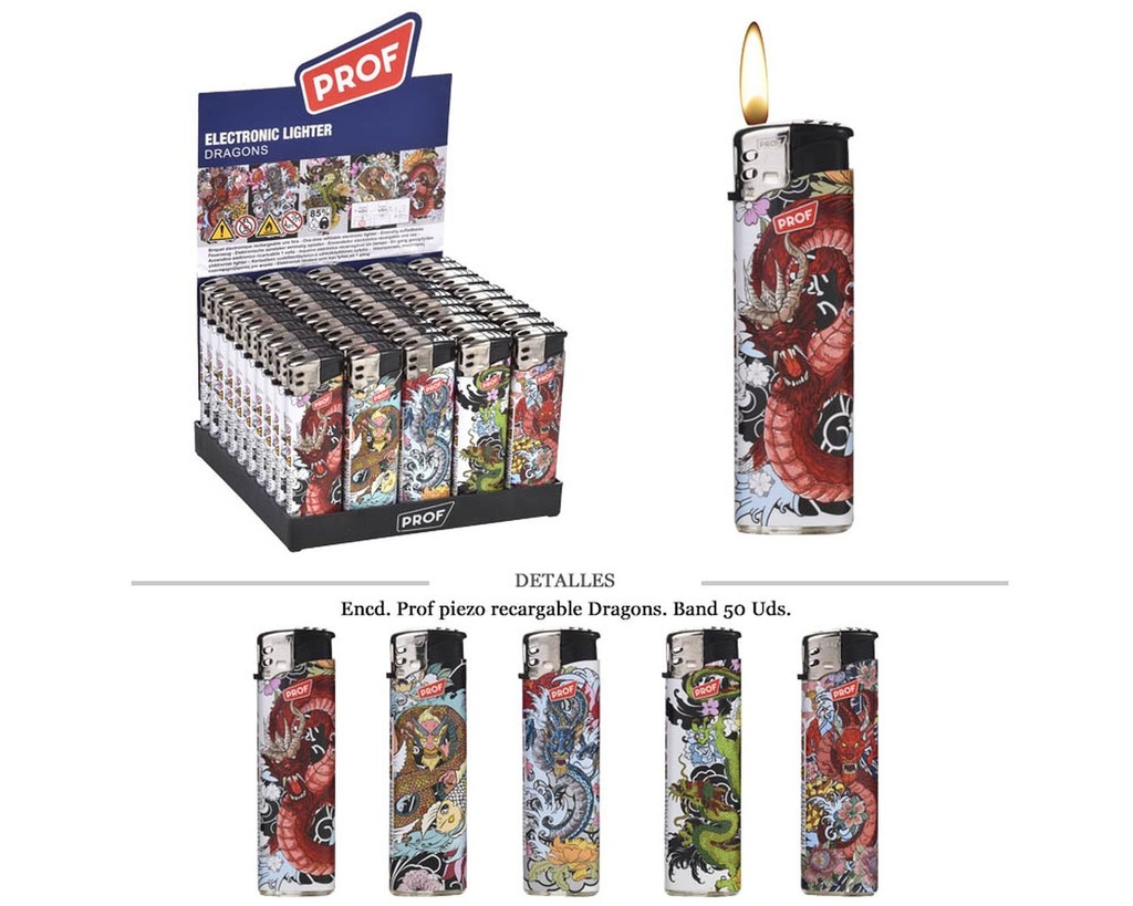 ENCD. PROF PIEZO RECARGABLE DRAGONS 50 UDS