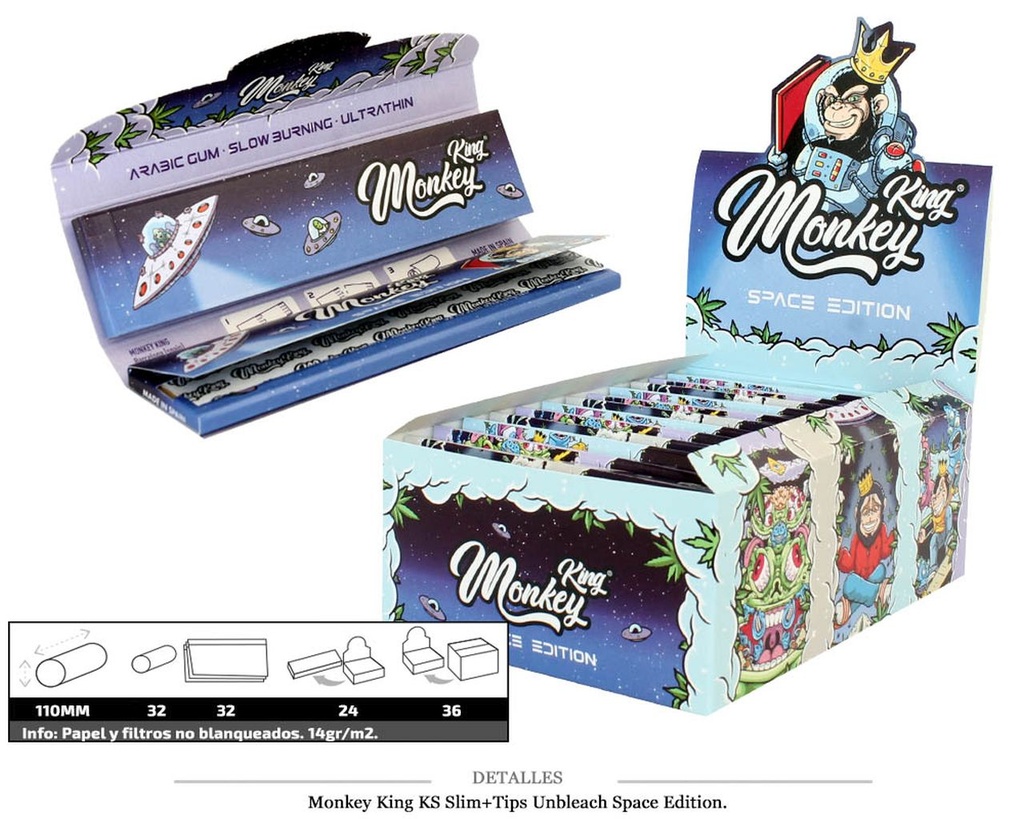 MONKEY KING KS SLIM+TIPS UNBLEACH SPACE EDITION 24 UDS