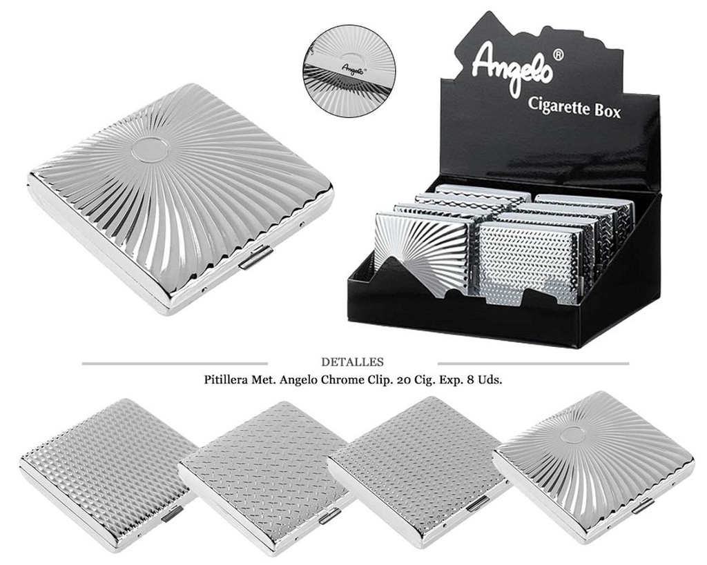 PITILLERA MET ANGELO CHROME CLIP 20 CIG 8 UDS