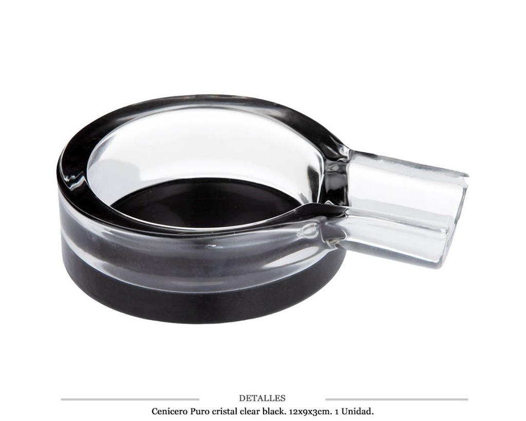 CENICERO PURO CRISTAL CLEAR BLACK 12X9X3 CM 1 UD
