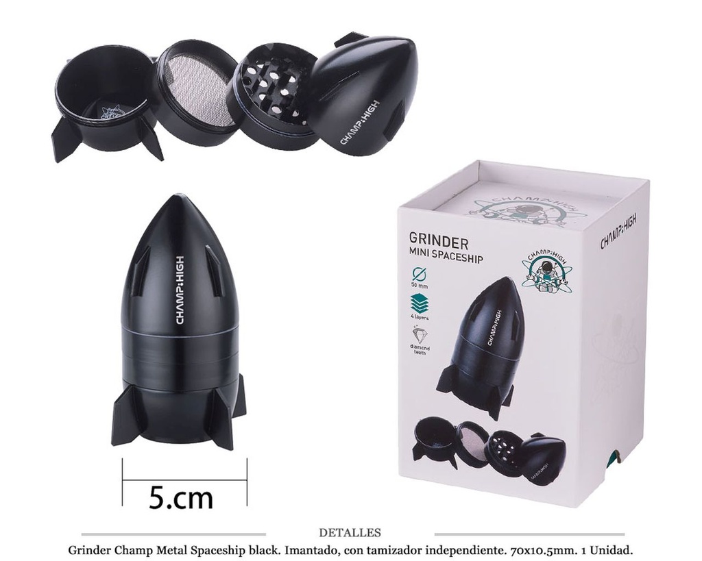 GRINDER CHAMP MET I.T.IND. MINI SPACESHIP BLACK 70X10,5MM 1 UD