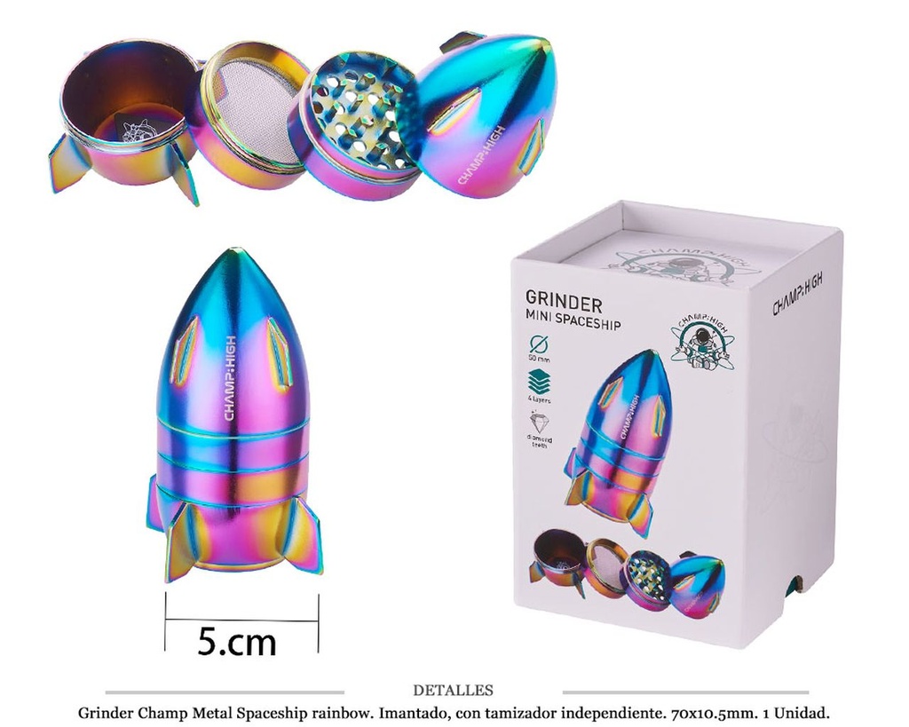 GRINDER CHAMP MET I.T.IND. MINI SPACESHIP RAINBOW 70X10,5MM 1 UD