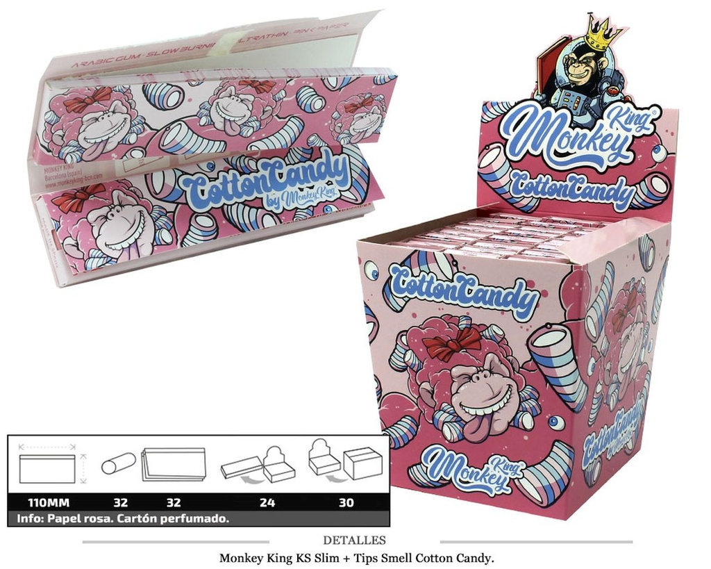 MONKEY KING KS SLIM+TIPS SMELL COTTON CANDY 24 UDS