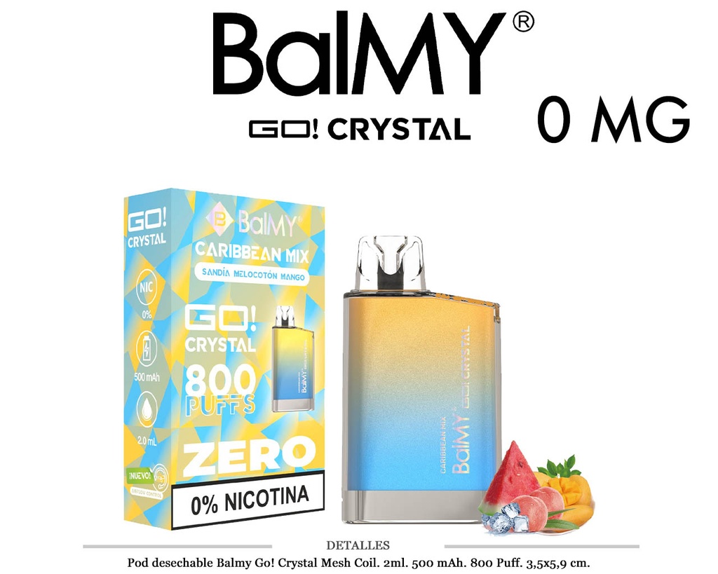 POD. DES. BALMY GO! CRYSTAL CARIBBEAN MIX 0MG 2ML