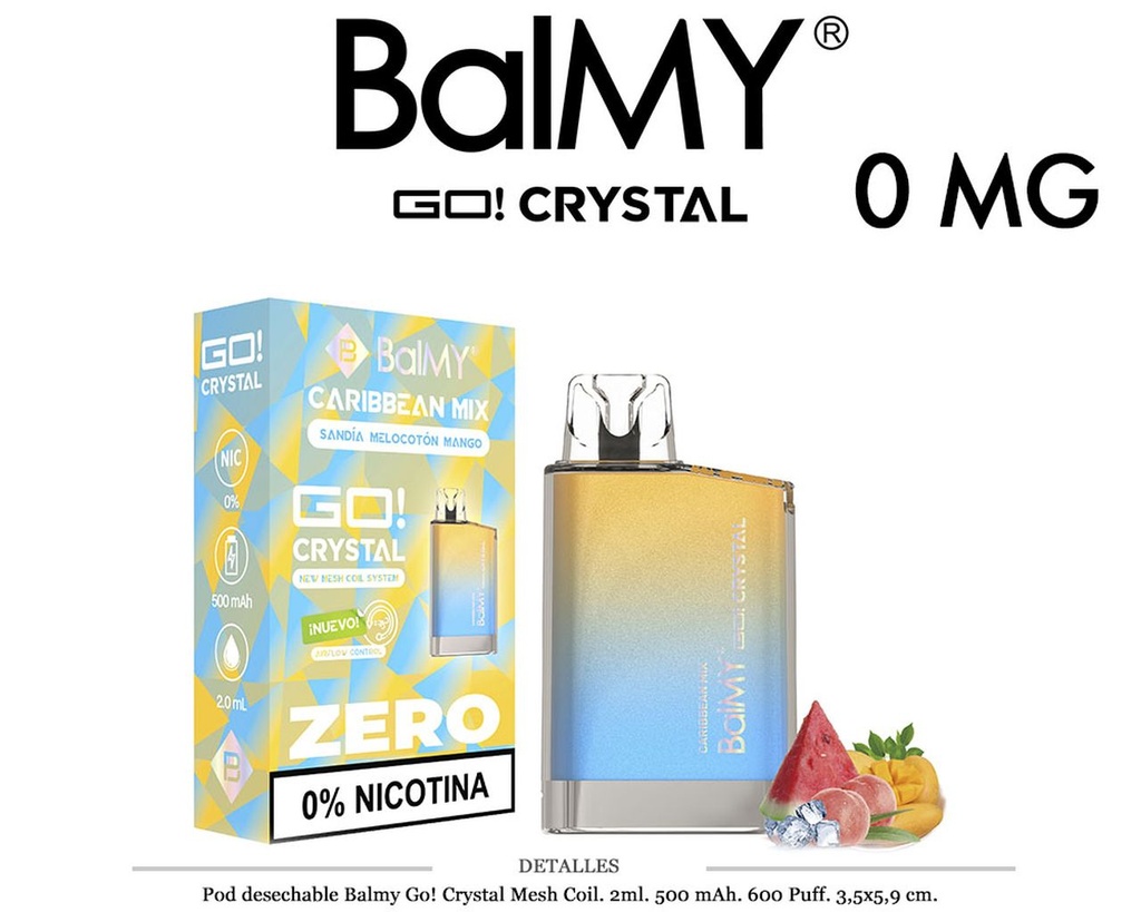 POD. DES. BALMY GO! CRYSTAL CARIBBEAN MIX 0MG