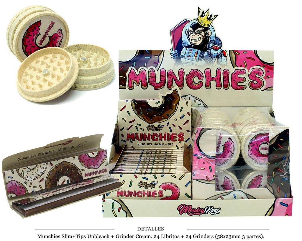 MUNCHIES KS SLIM+TIPS UNBLEACH + GRINDER 12 UDS