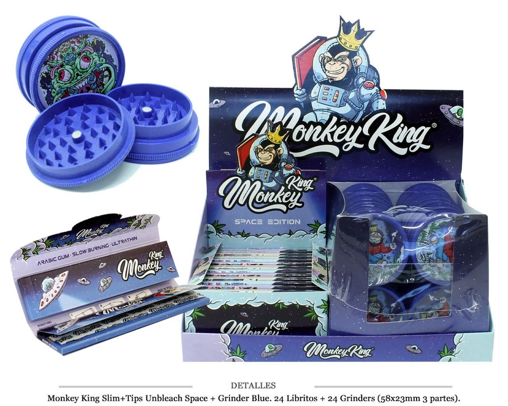 MONKEY KING KS SLIM+TIPS UNBLEACH + GRINDER SPACE 24 UDS