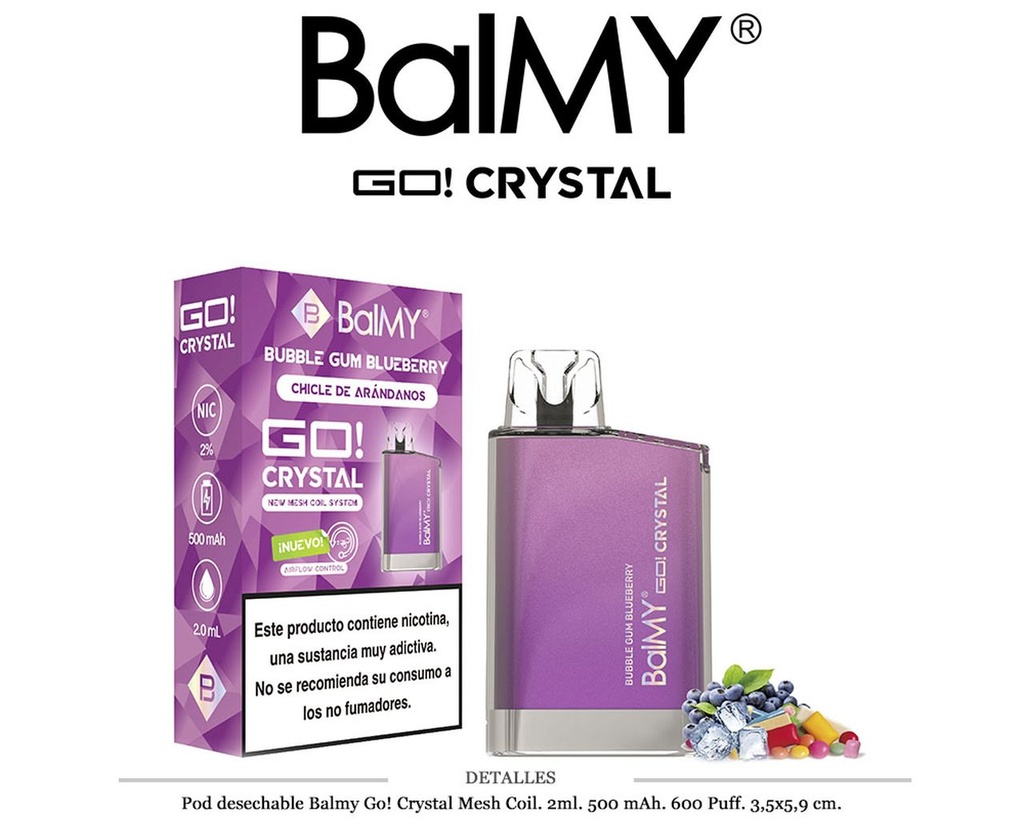 POD. DES. BALMY GO! CRYSTAL BUBBLEGUM BLUEBERRY 20MG 2ML