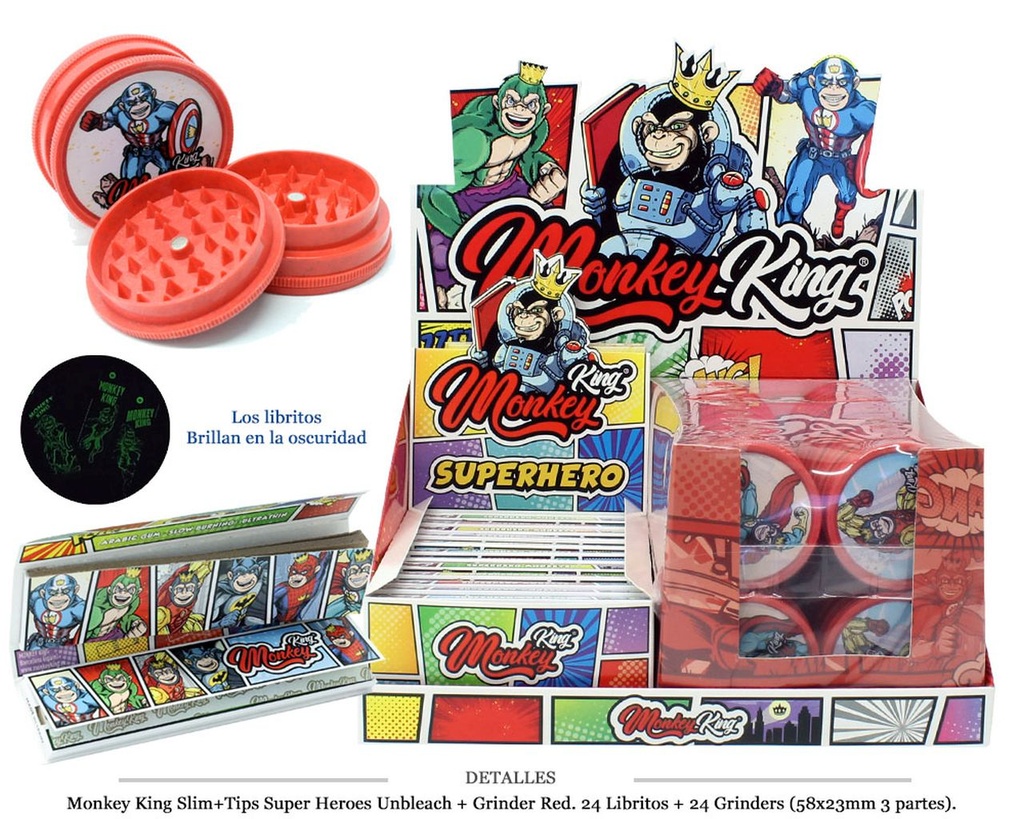 MONKEY KING KS SLIM+TIPS UNBLEACH + GRINDER HERO 24 UDS