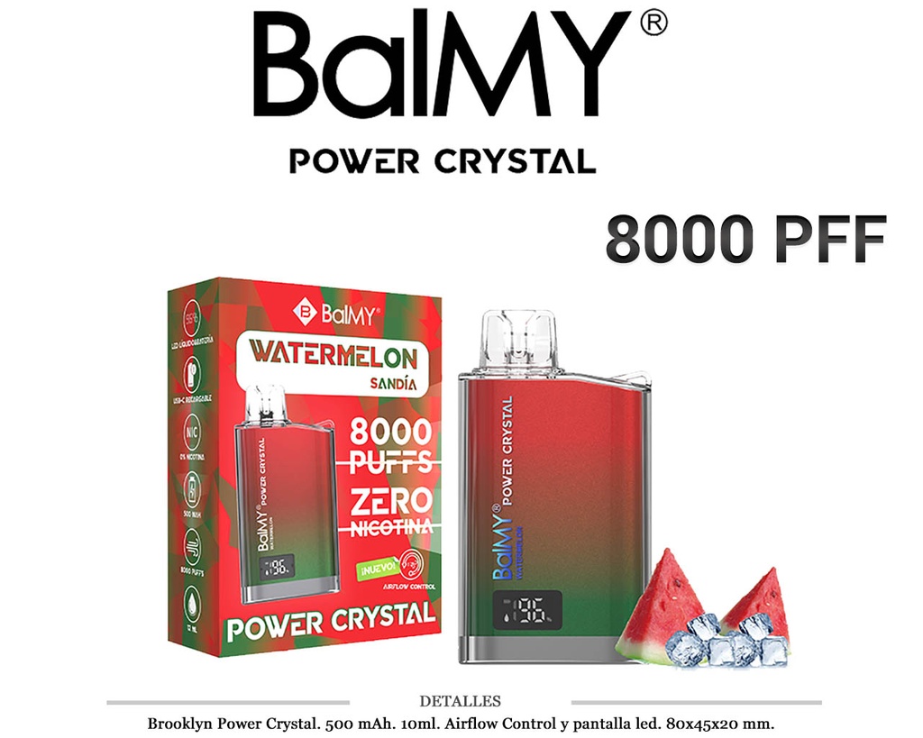 POD. DES. BALMY POWER CRYSTAL WATERMELON 0MG 10ML