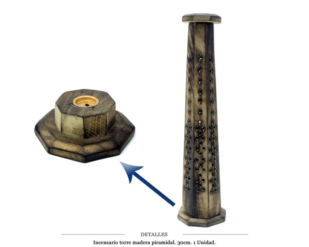 INCENSARIO TORRE MADERA 30 CM PIRAMIDAL