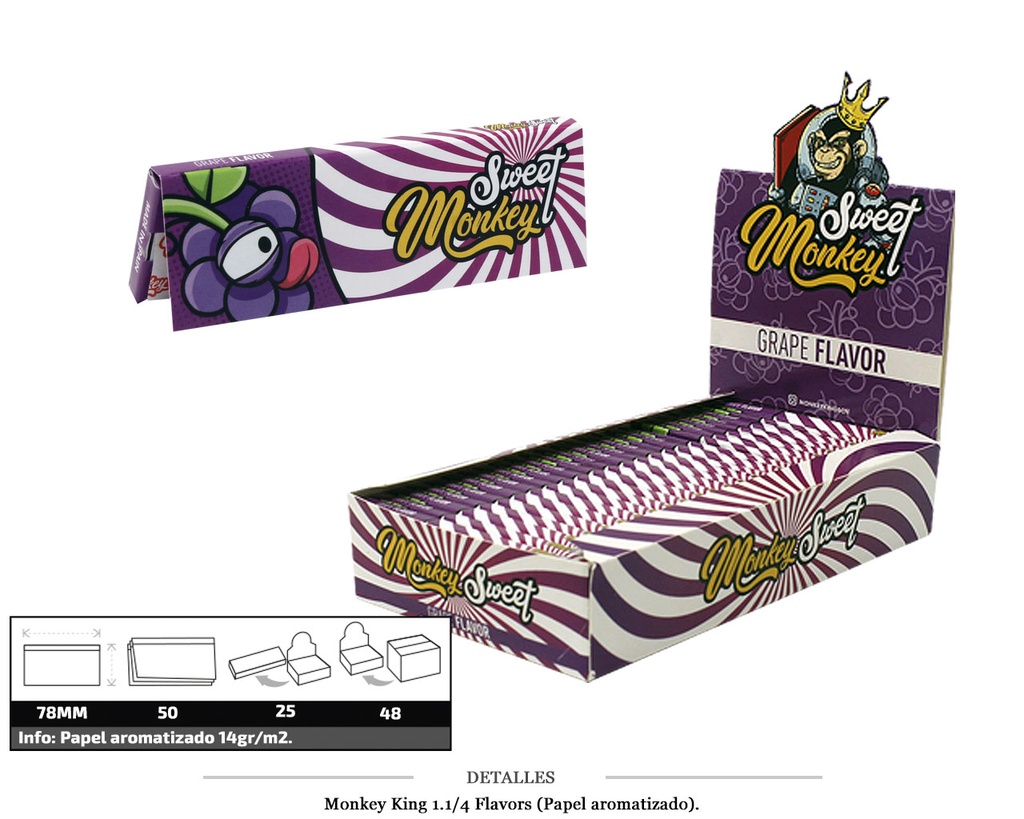 MONKEY KING 1 1/4 FLAVOUR GRAPE 25 UDS