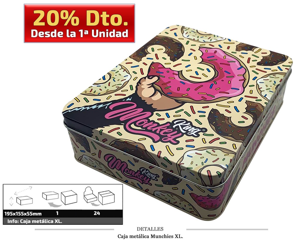 CAJA METALICA MUNCHIES 195X155X55MM 1 UD