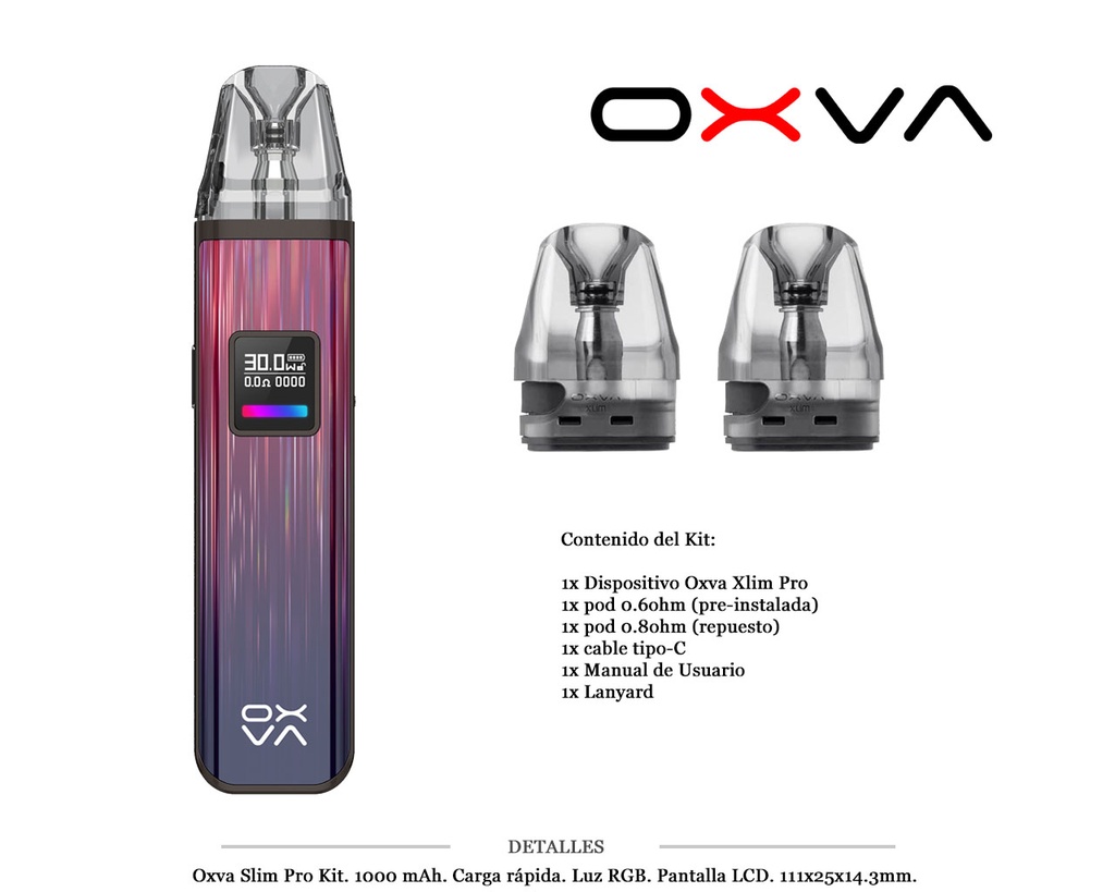 OXVA XLIM PRO GLEAMY RED KIT 1000MAH