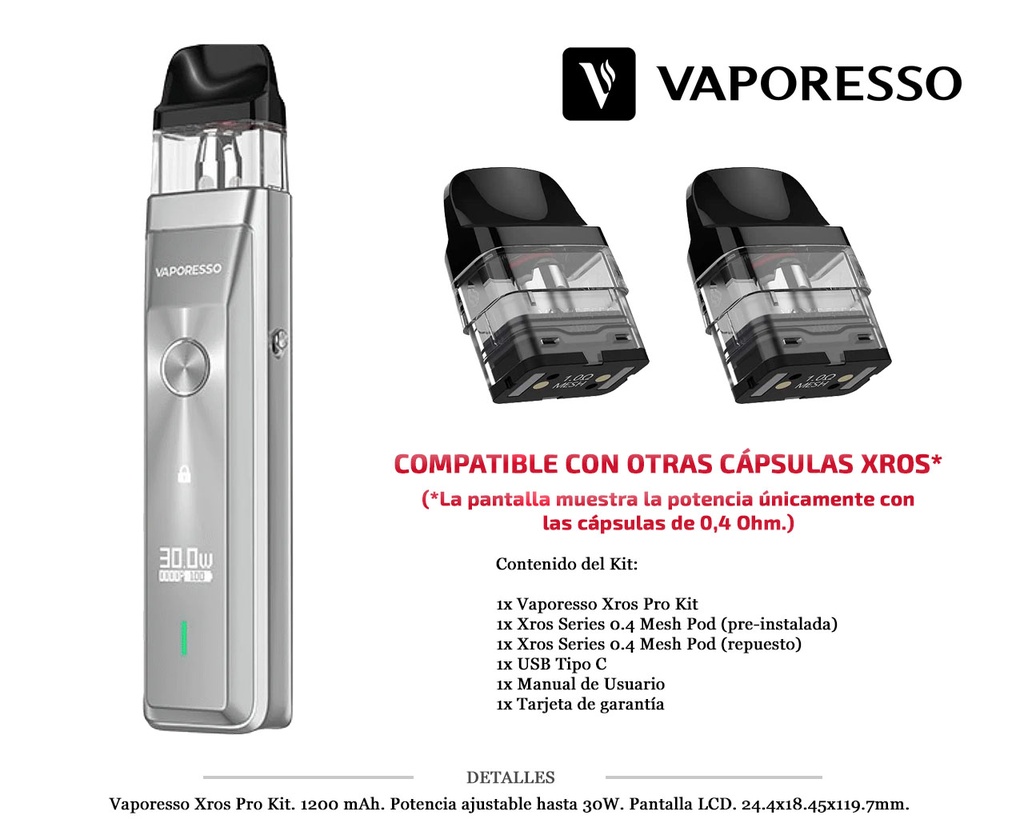 VAPORESSO XROS PRO SILVER KIT 1200 MAH