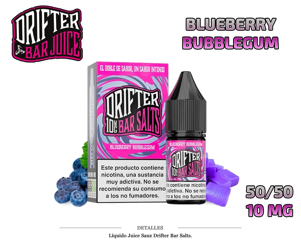 E-LIQUID DRIFTER SALT BLUEBERRY BUBBLEGUM 10MG 10ML