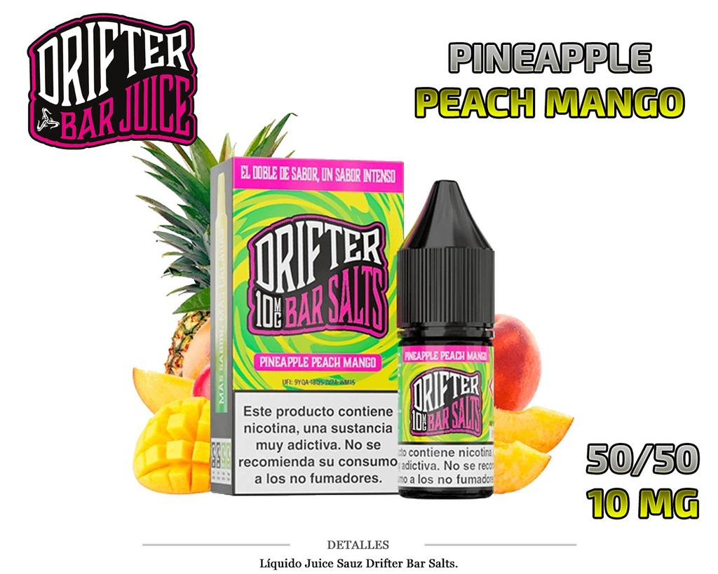 E-LIQUID DRIFTER SALT PINEAPPLE PEACH MANGO 10MG 10ML