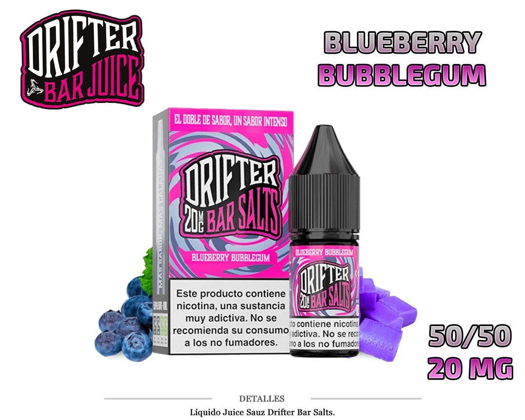 E-LIQUID DRIFTER SALT BLUEBERRY BUBBLEGUM 20MG 10ML