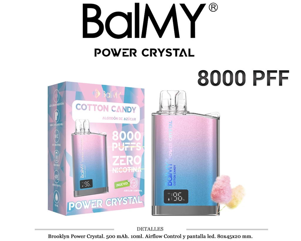 POD. DES. BALMY POWER CRYSTAL COTTON CANDY 0MG 10ML