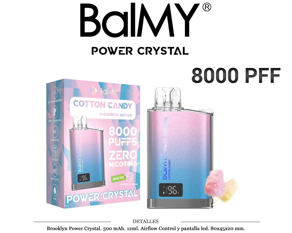 POD. DES. BALMY POWER CRYSTAL COTTON CANDY 0MG