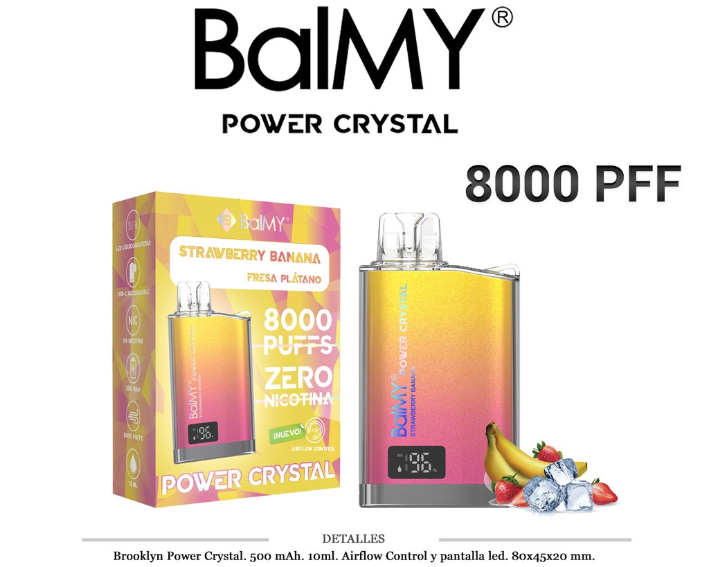 POD. DES. BALMY POWER CRYSTAL STRAWBERRY-BANANA 0MG 10ML