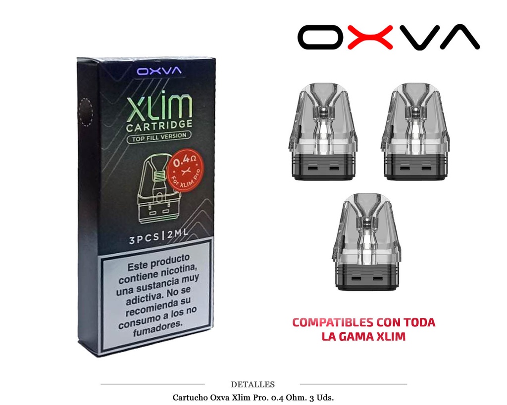 CARTUCHO OXVA XLIM PRO 0,4 OHM 3 UDS